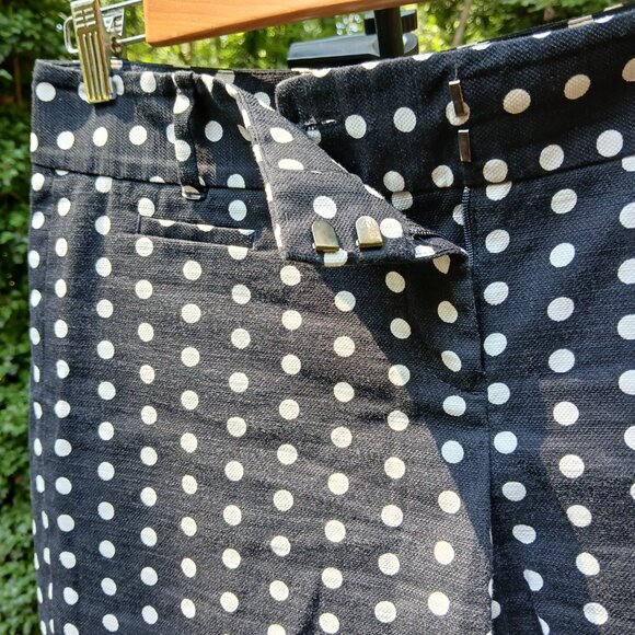 Ann Taylor Loft 'Marisa' Black with White Polka Dots 99% Cotton Shorts Sz 4 - Picture 3 of 9